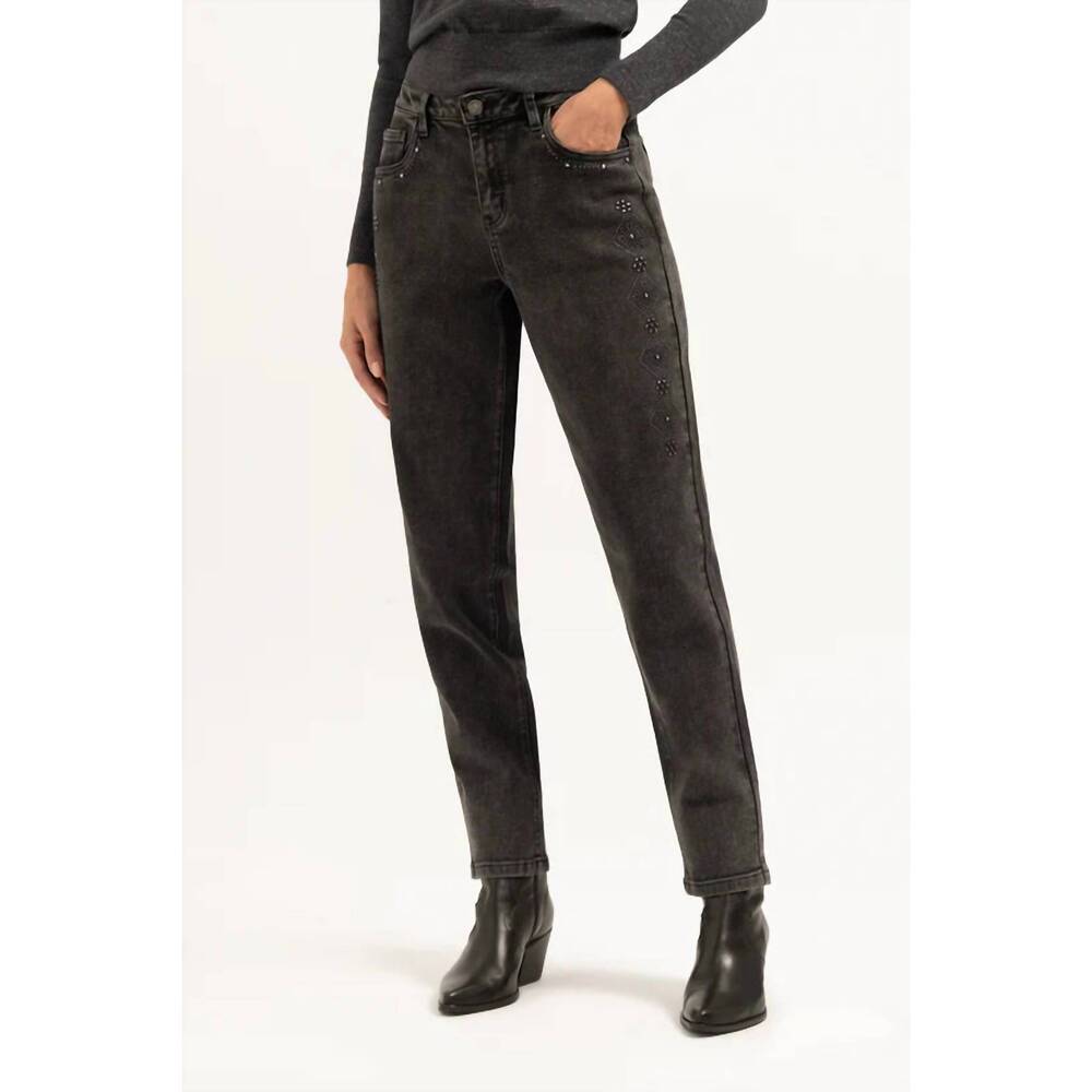 NEW FLOREZ straight leg studded jeans in black